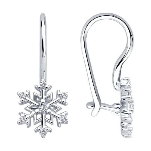 Серьги  серебряные с фианитом