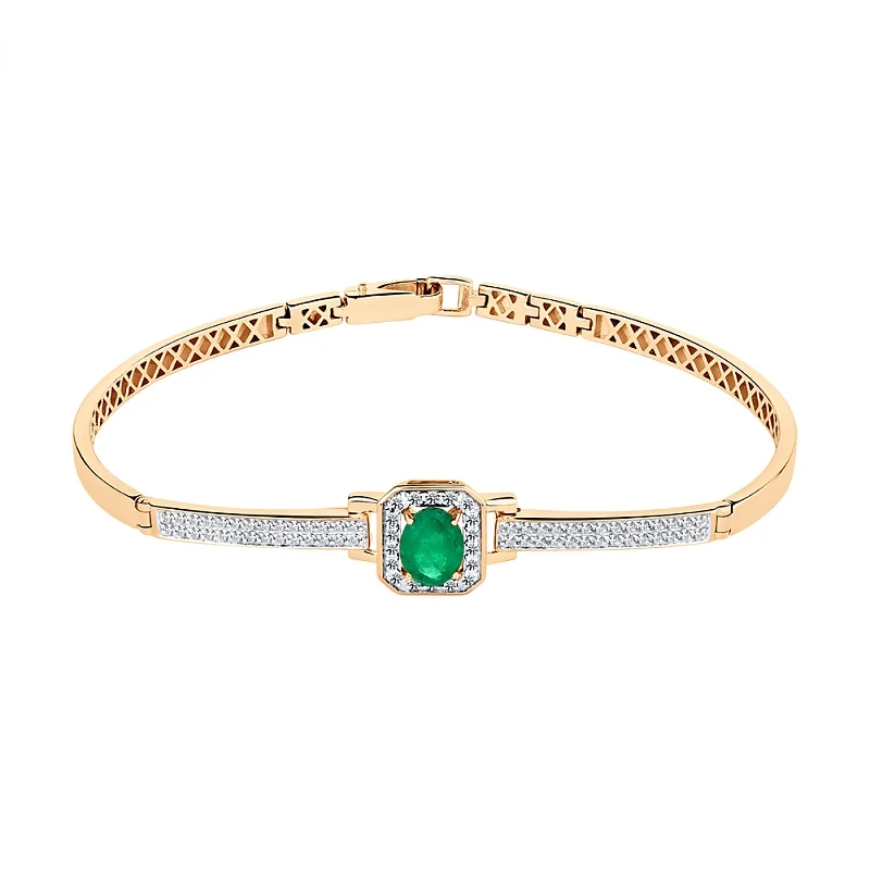 Браслет  из красного золота с изумрудом