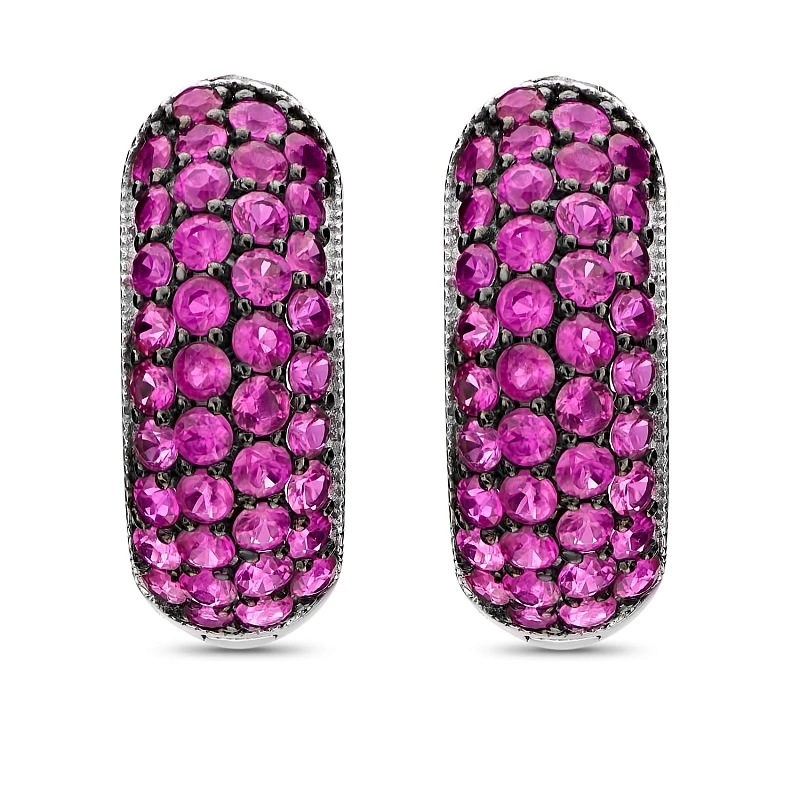 Серьги  из белого золота с рубином