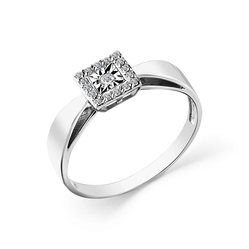 Кольцо  из белого золота с природным бриллиантом