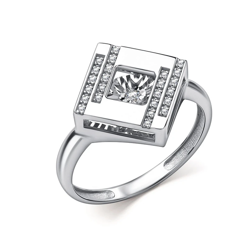 Кольцо  из белого золота с природным бриллиантом