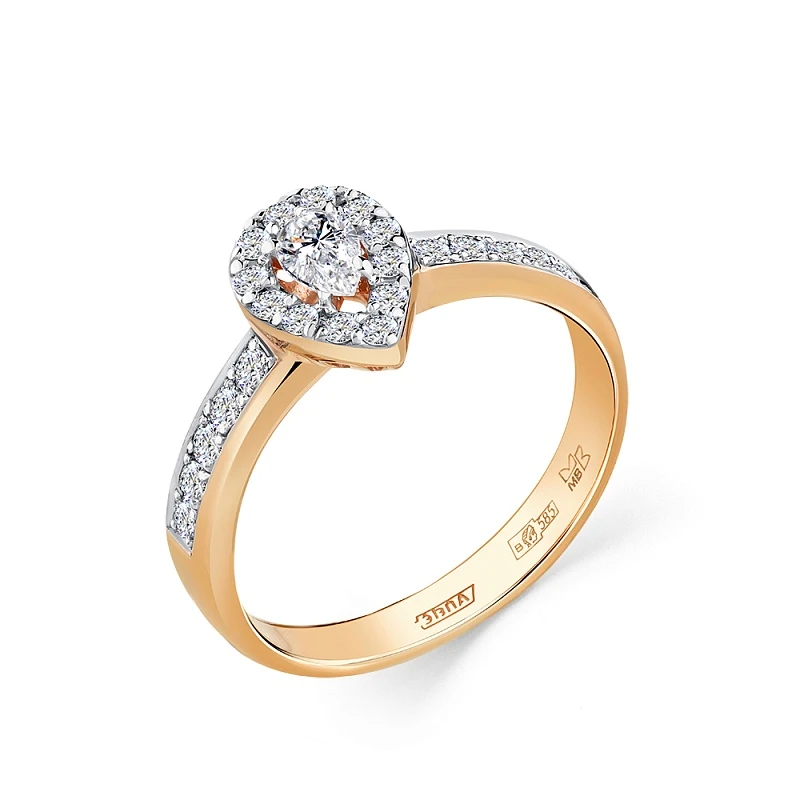 Кольцо  из красного золота с природным бриллиантом