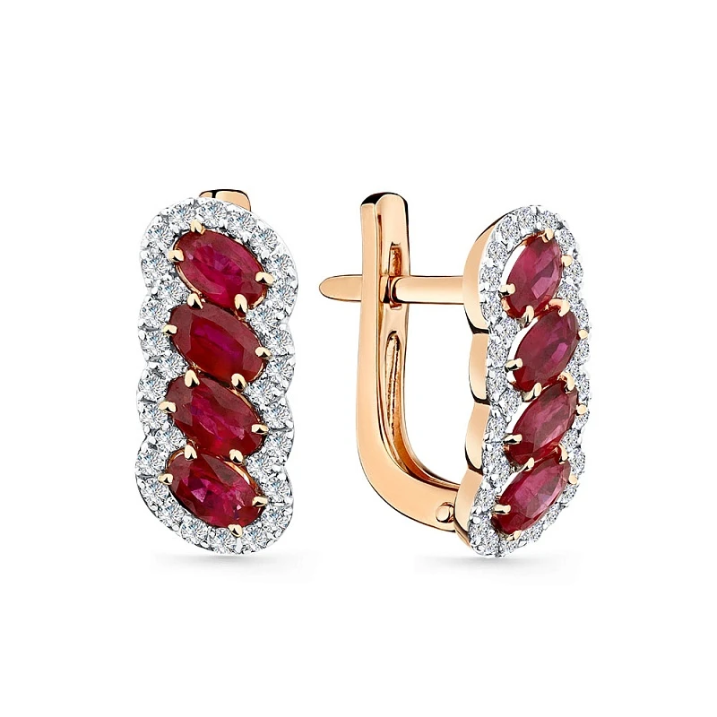 Серьги  из красного золота с рубином