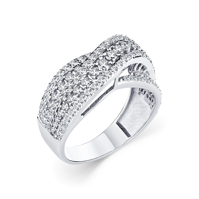 Кольцо  из белого золота с природным бриллиантом