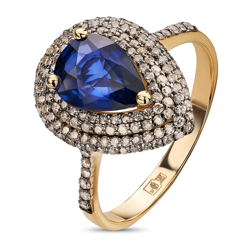Кольцо  из красного золота с сапфиром