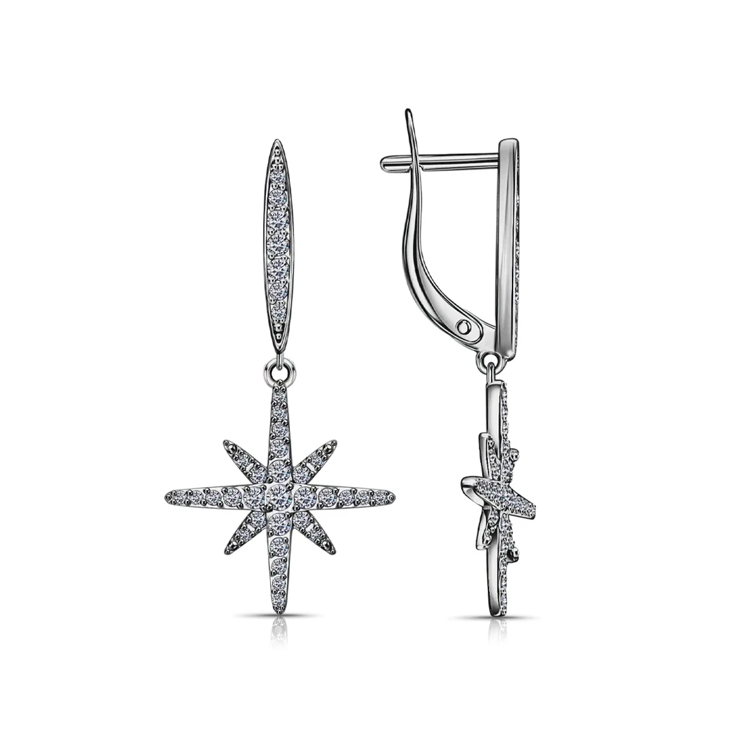 Серьги  из белого золота с фианитом