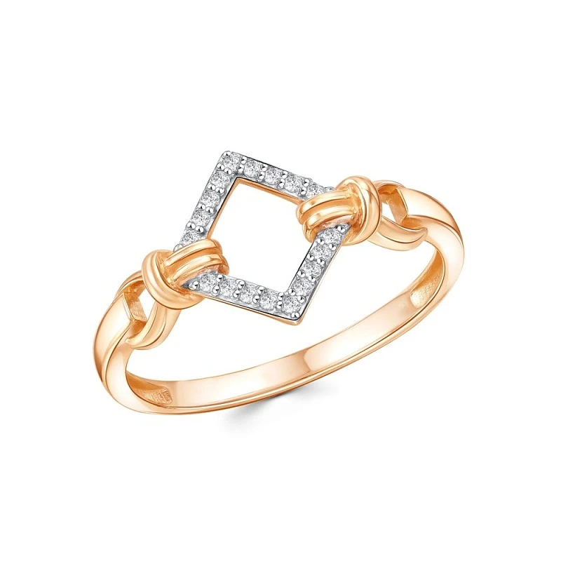 Кольцо  из красного золота с фианитом