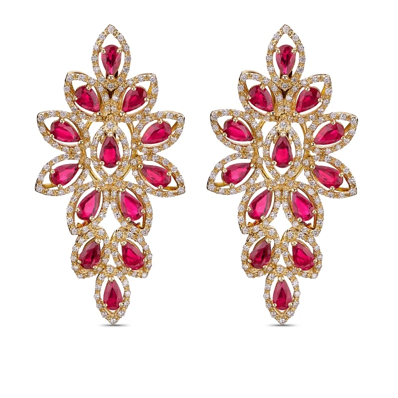 Серьги  золотые с рубином