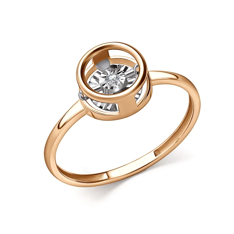 Кольцо  из комбинированного золота с природным бриллиантом