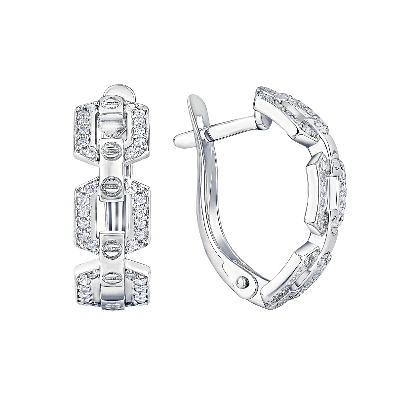 Серьги  серебряные с фианитом