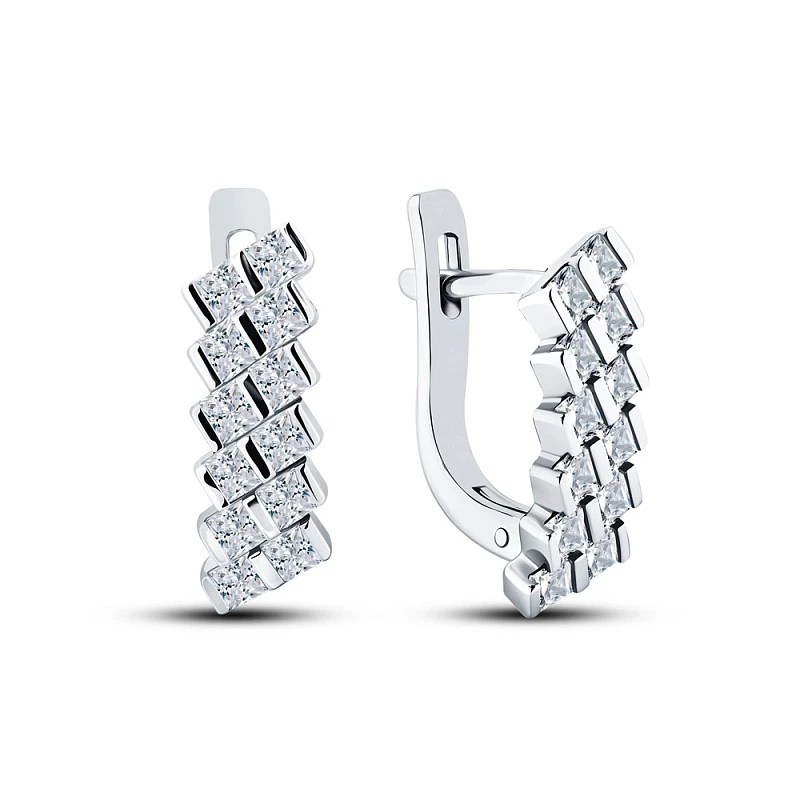 Серьги  серебряные с фианитом