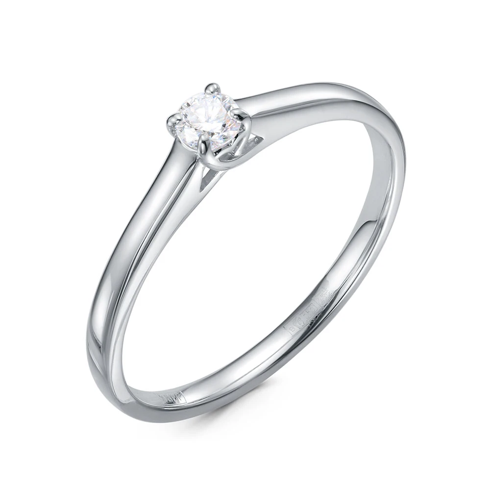 Кольцо  из белого золота с природным бриллиантом