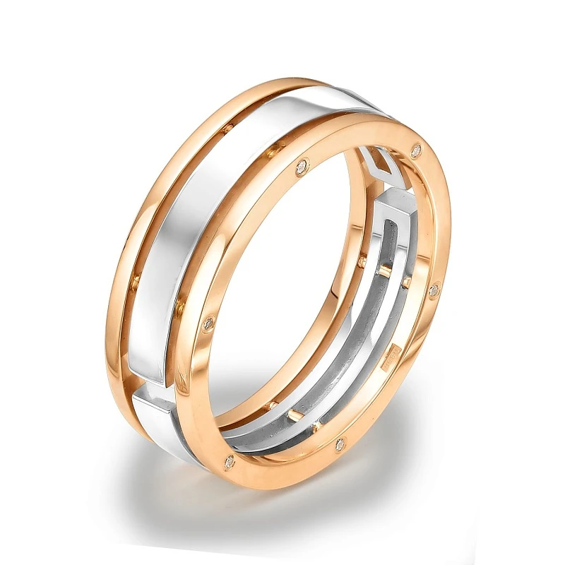 Кольцо  из комбинированного золота с природным бриллиантом