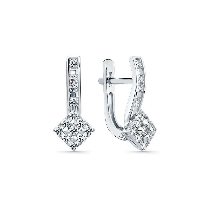 Серьги  из белого золота с природным бриллиантом