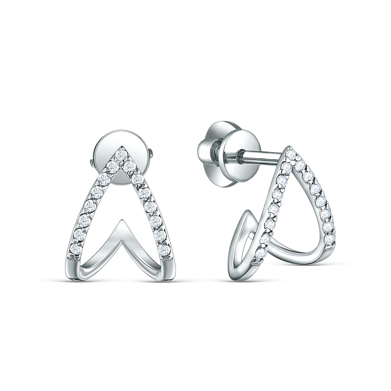 Серьги  серебряные с фианитом