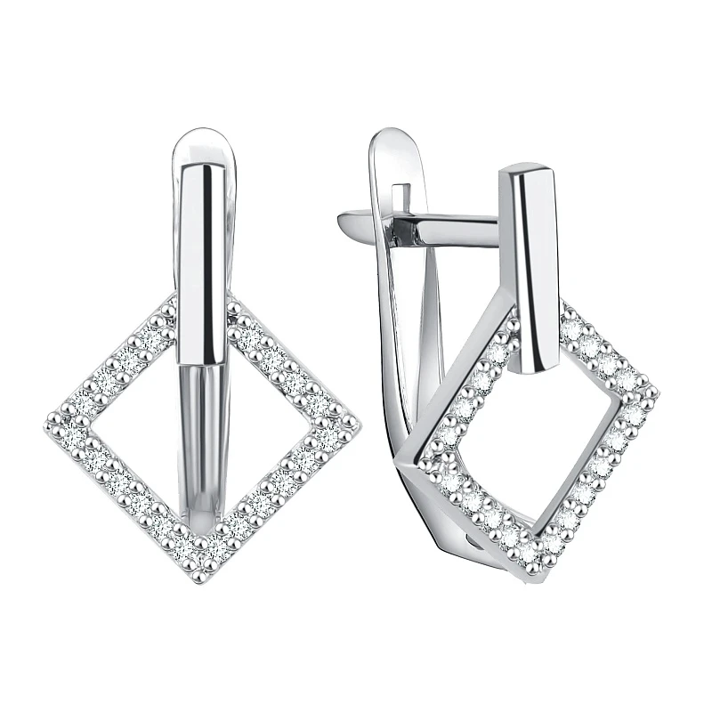 Серьги  серебряные с фианитом