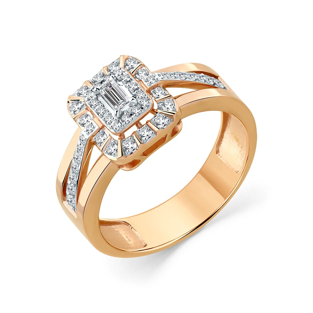 Кольцо  из красного золота с бриллиантом