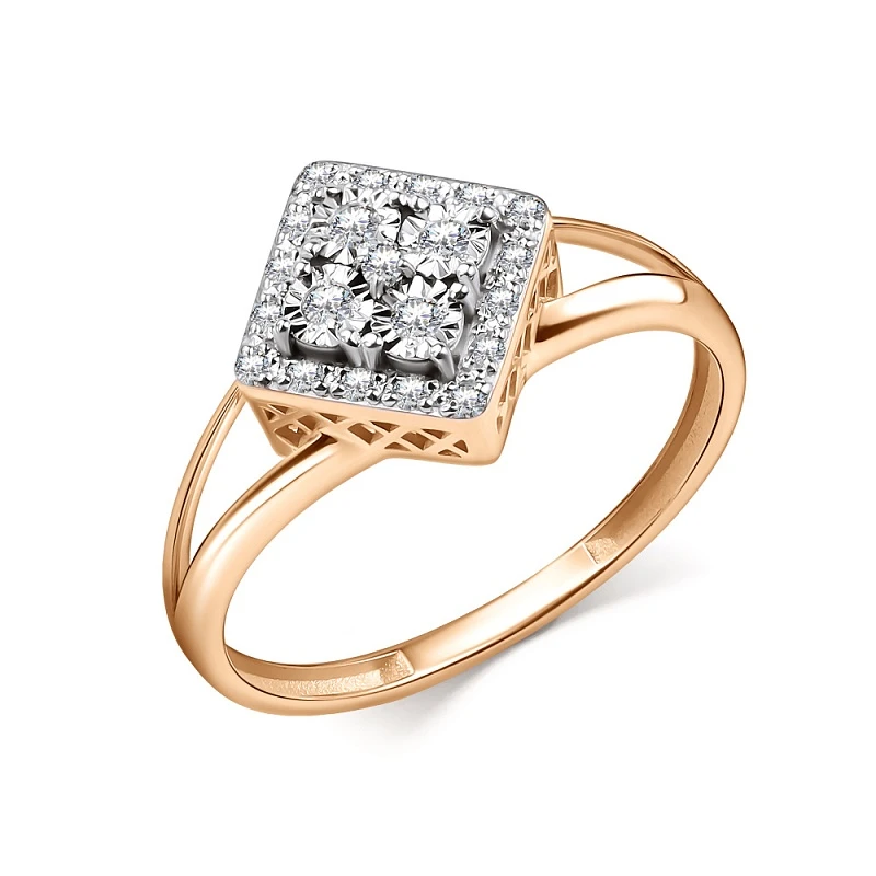 Кольцо  из красного золота с природным бриллиантом