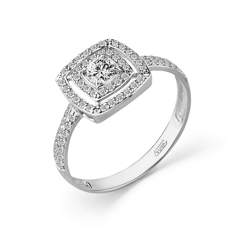 Кольцо  из белого золота с природным бриллиантом