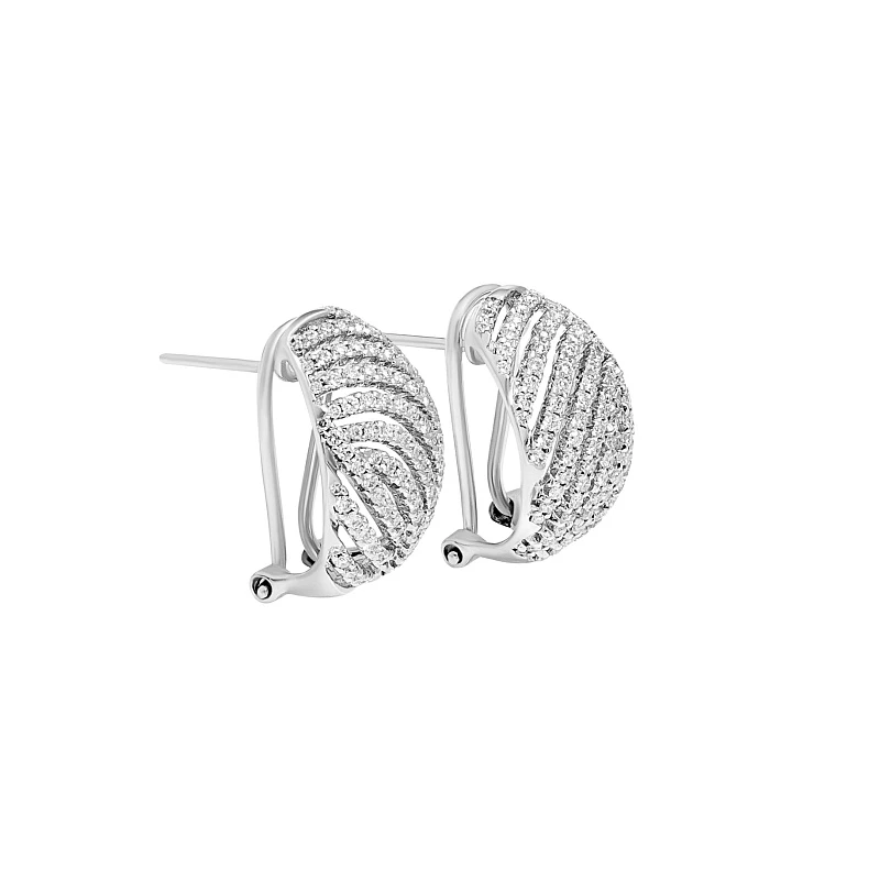 Серьги  из белого золота с природным бриллиантом