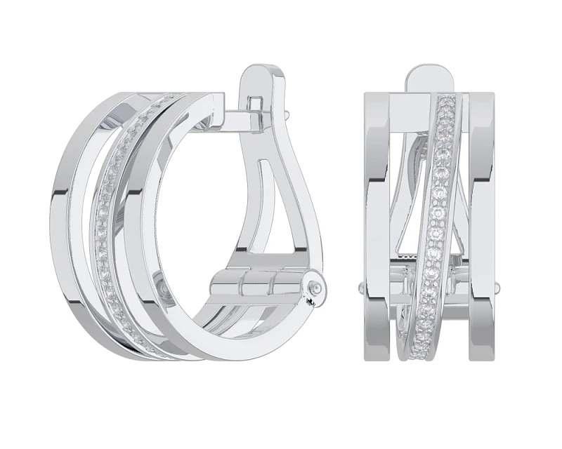 Серьги  серебряные с фианитом