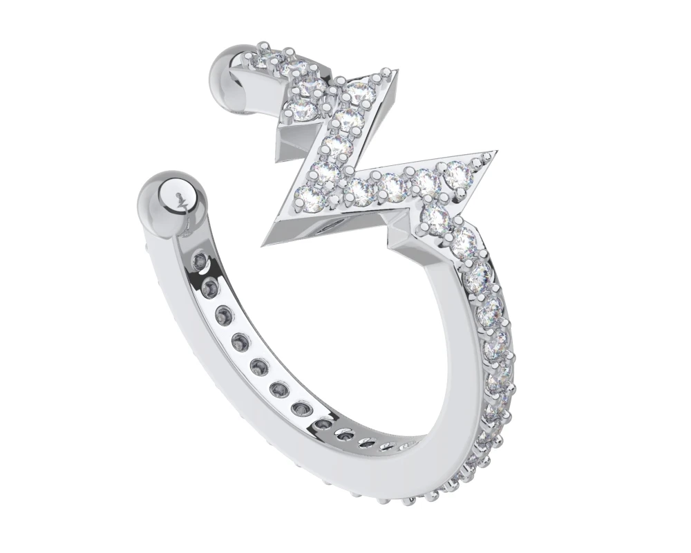 Пирсинг  серебряный с фианитом