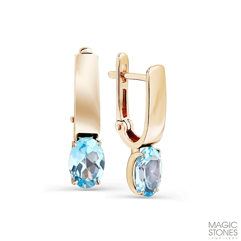 Серьги  из красного золота с топазом