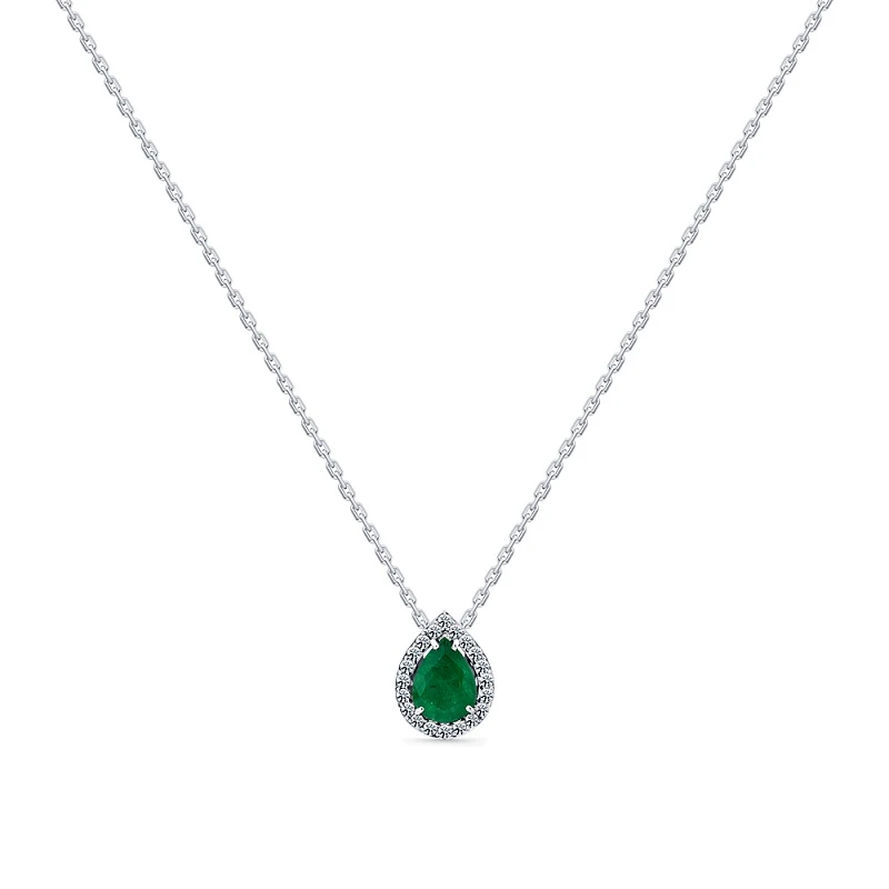 Колье  из белого золота с изумрудом