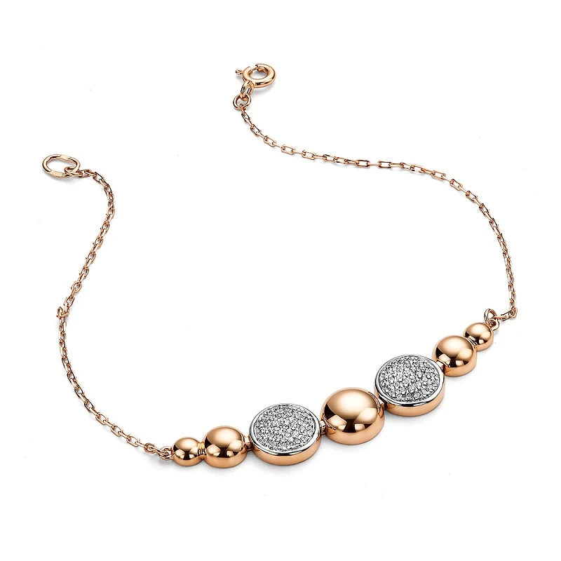 Браслет  из красного золота с фианитом