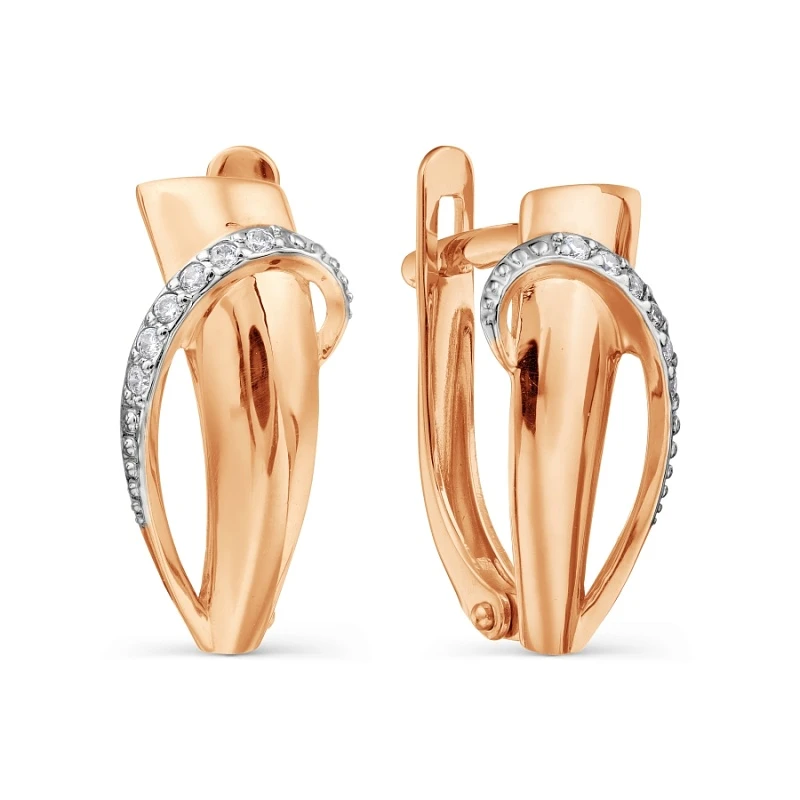 Серьги  из красного золота с фианитом