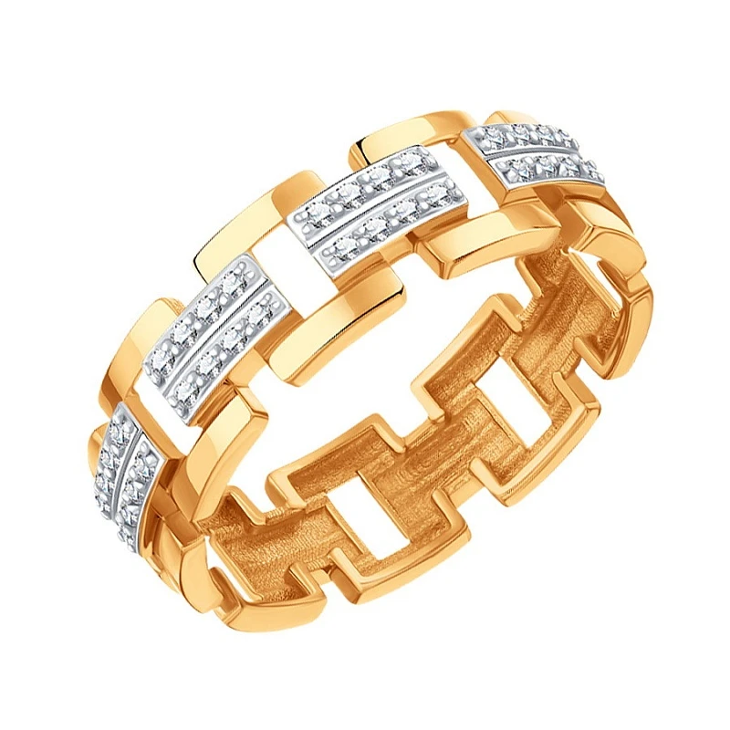 Кольцо «KARATOV» из красного золота с фианитом