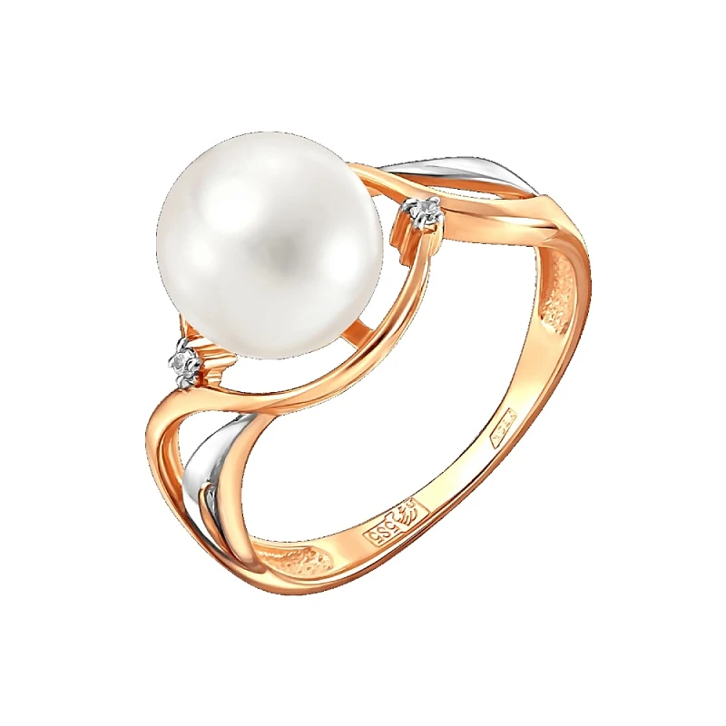 Кольцо  из красного золота с жемчугом