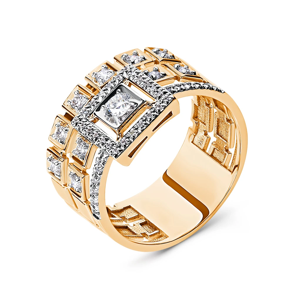 Кольцо  из красного золота с природным бриллиантом