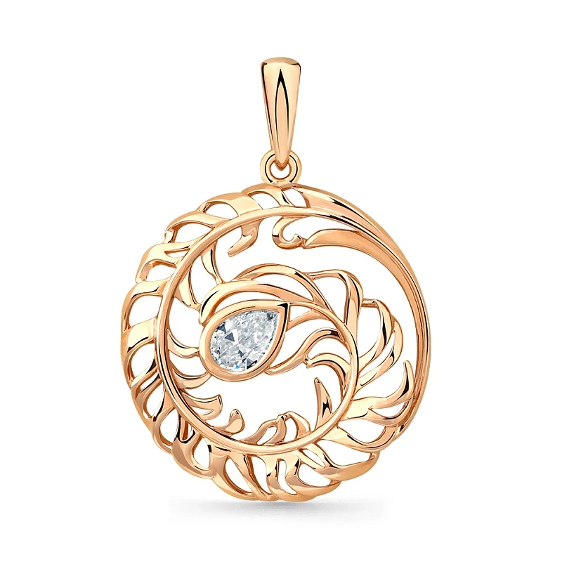 Подвеска  из красного золота с фианитом