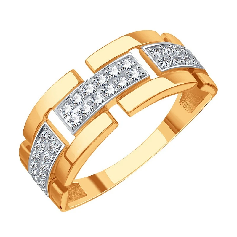 Кольцо «KARATOV» из красного золота с фианитом