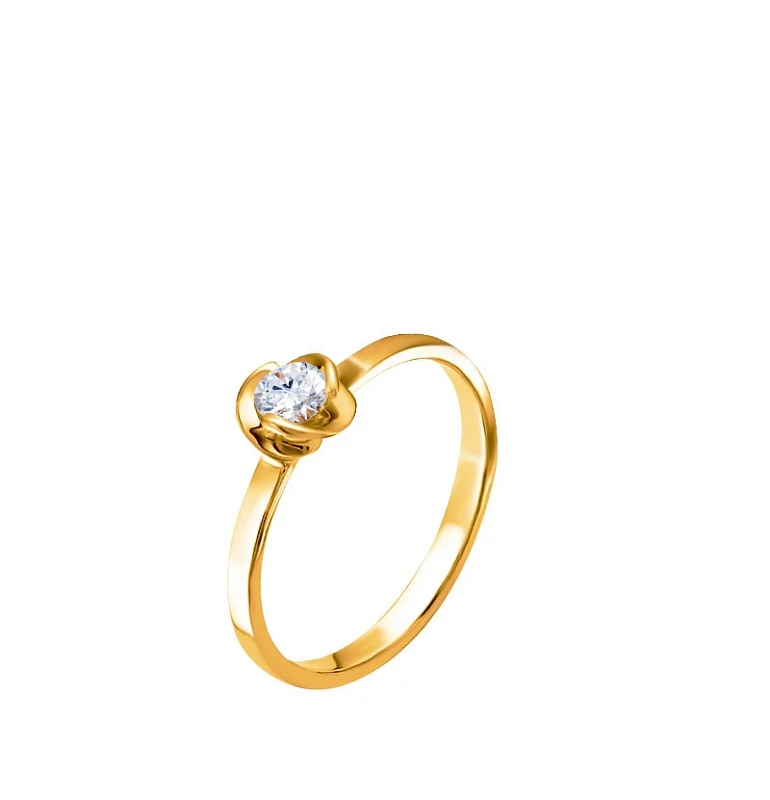 Кольцо  из красного золота с фианитом