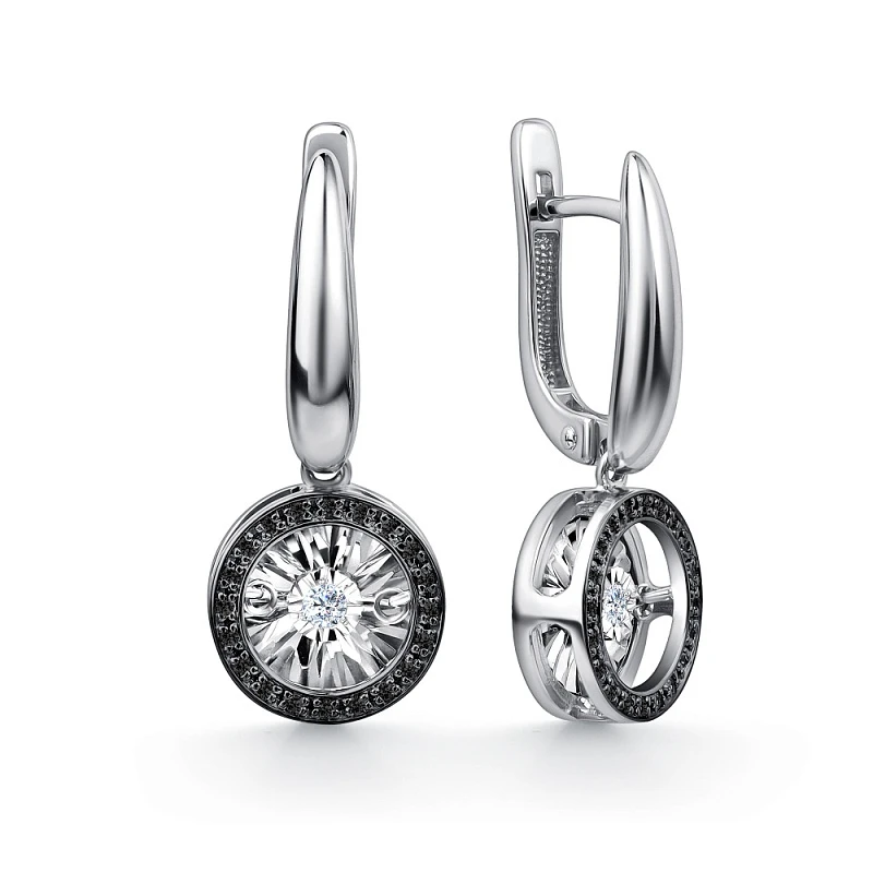 Серьги  из белого золота с природным бриллиантом