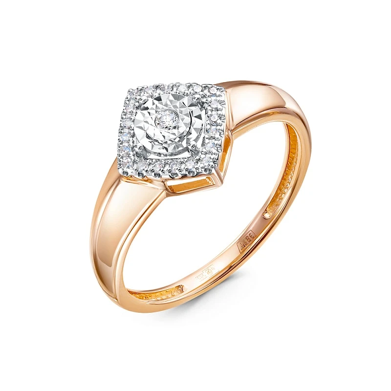 Кольцо  из красного золота с природным бриллиантом