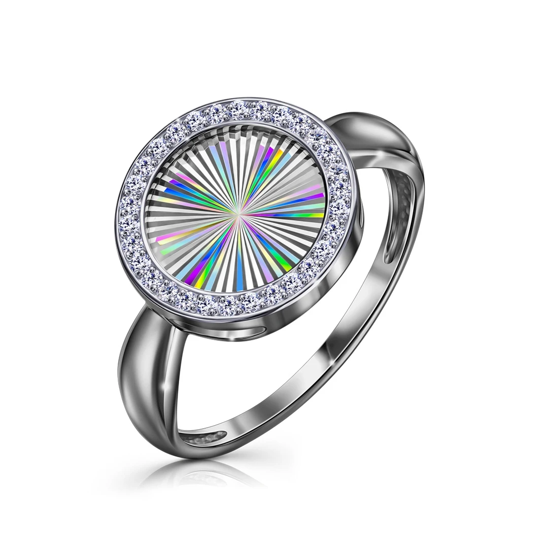 Кольцо  из белого золота с фианитом