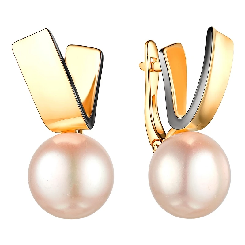 Серьги  золотые с жемчугом