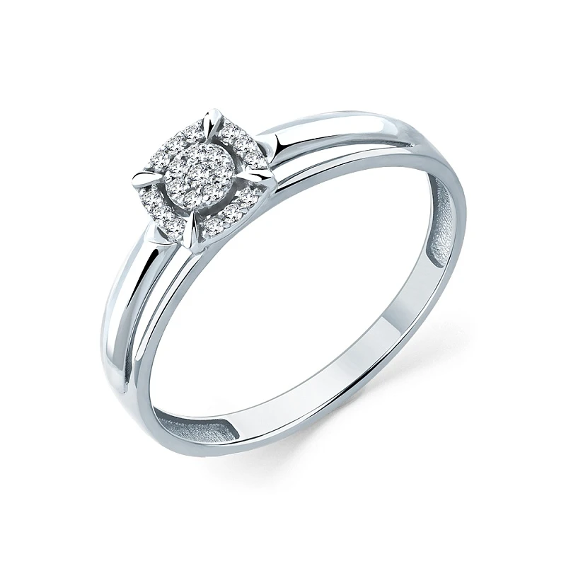 Кольцо  из белого золота с природным бриллиантом