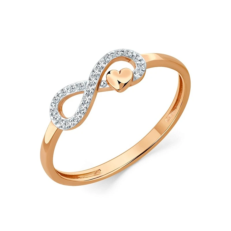 Кольцо  из красного золота с фианитом