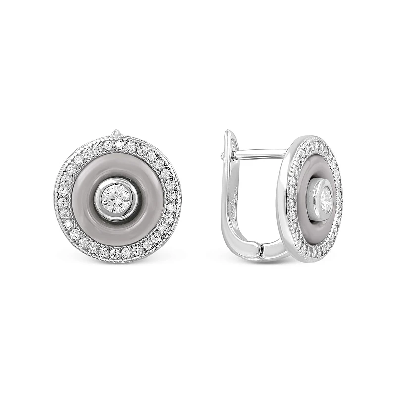 Серьги  серебряные с фианитом