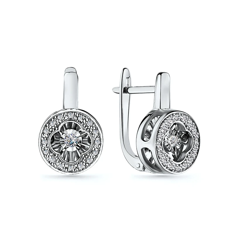 Серьги  из белого золота с природным бриллиантом