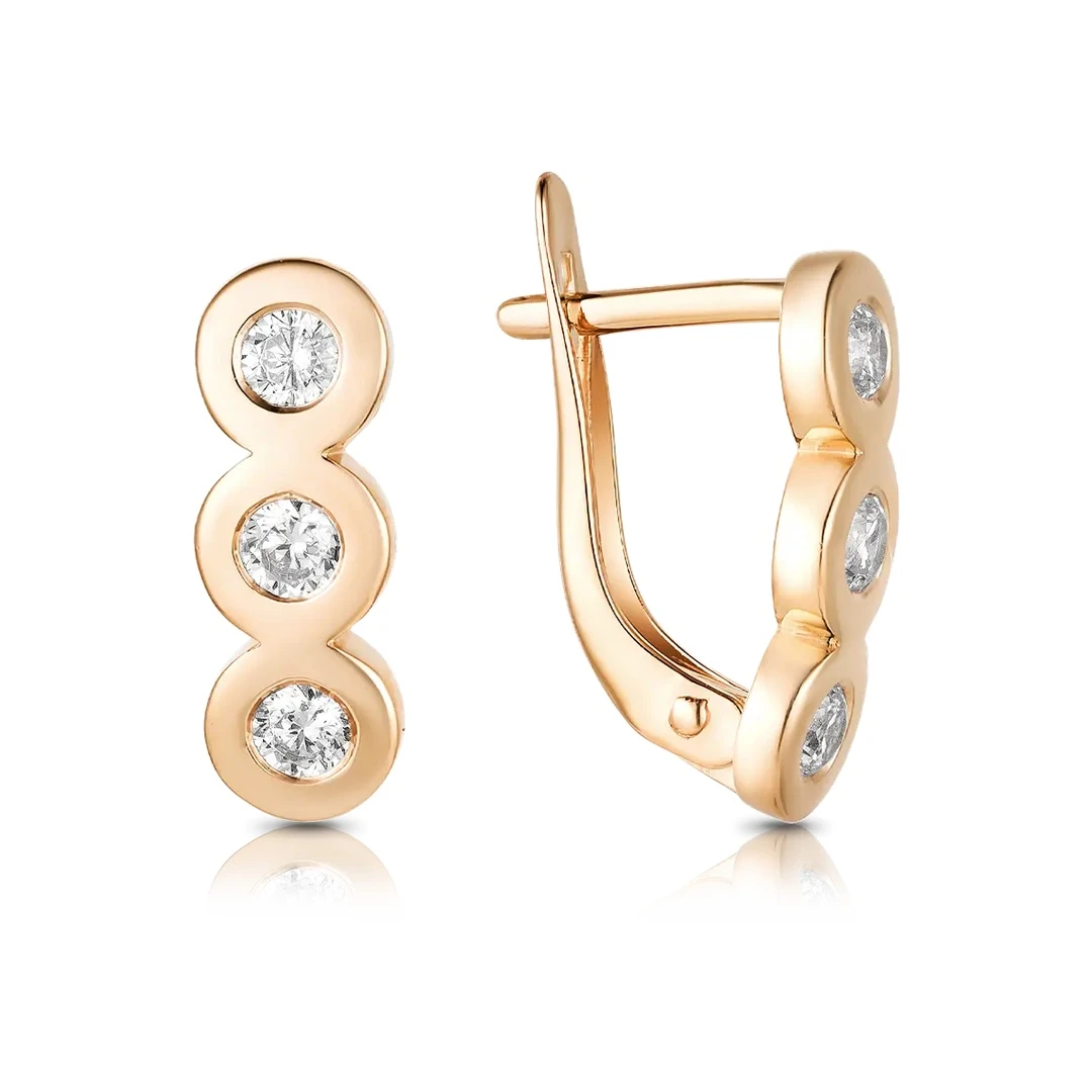 Серьги  из красного золота с фианитом