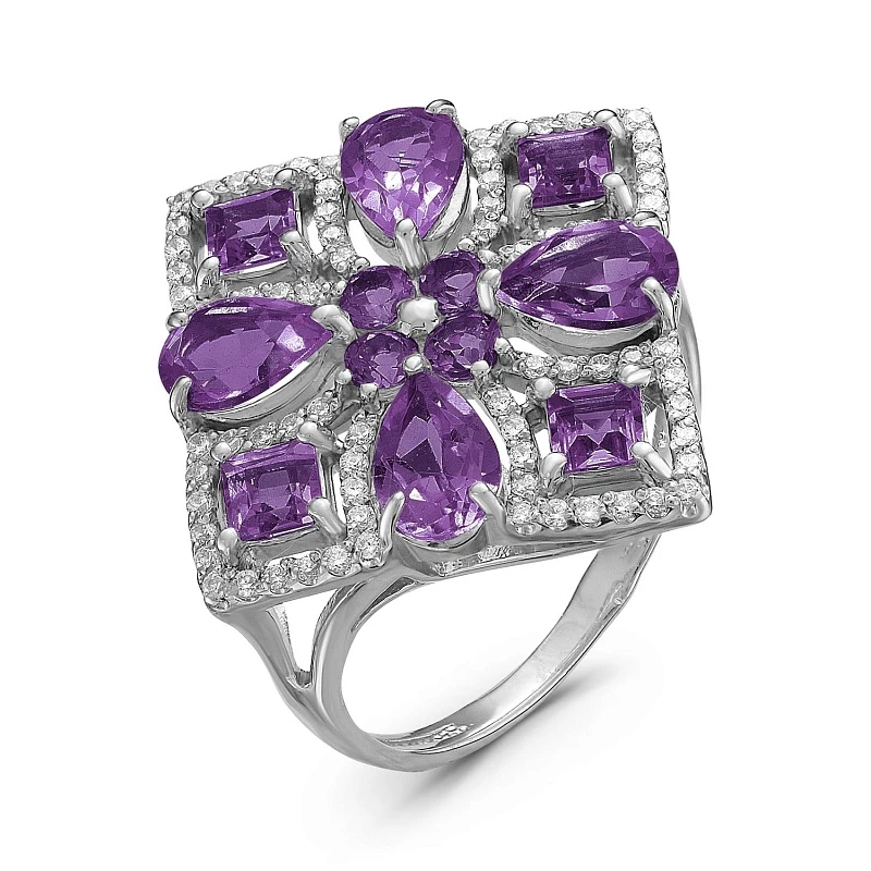 Кольцо  серебряное с аметистом