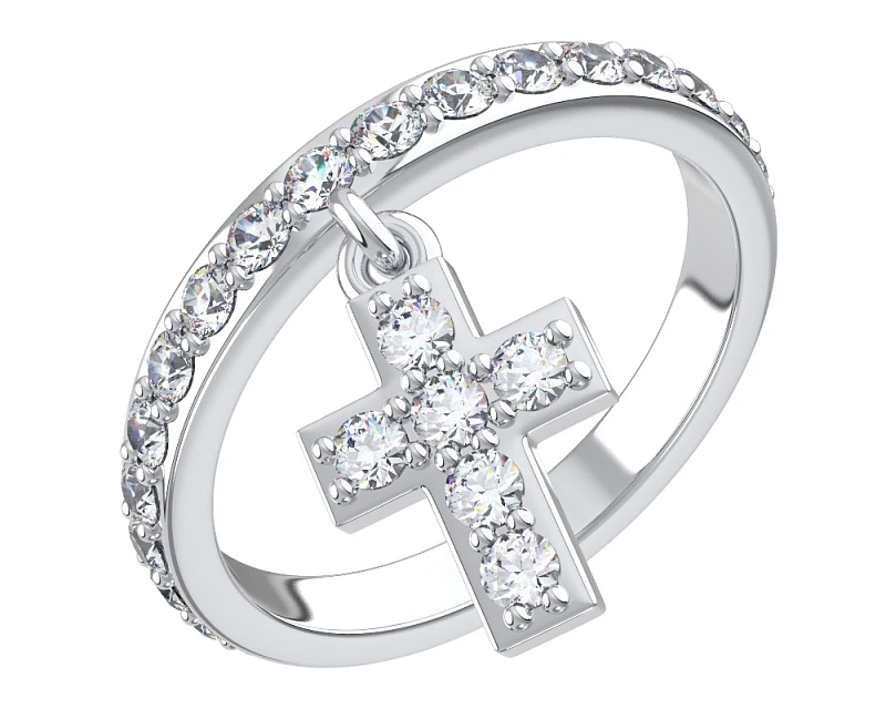 Кольцо  серебряное с фианитом