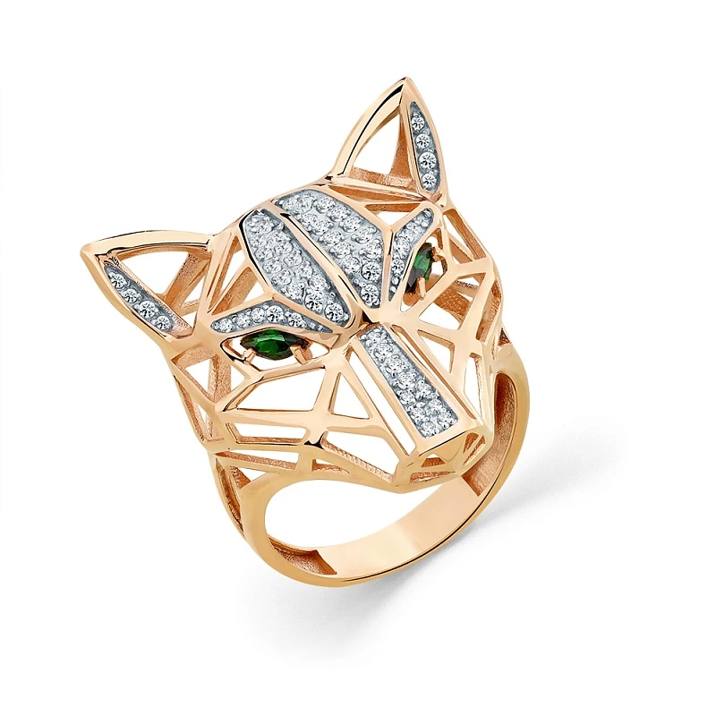 Кольцо  из красного золота с фианитом