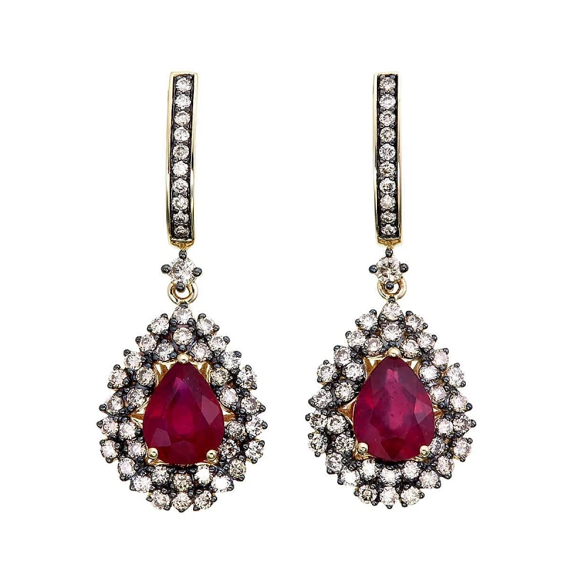 Серьги  золотые с рубином