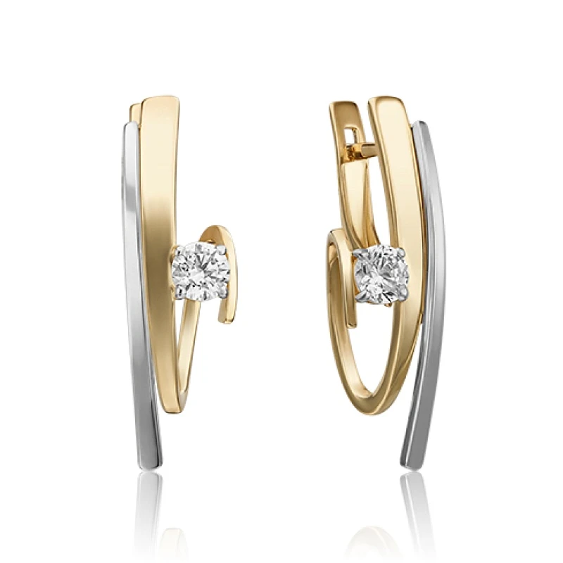 Серьги  золотые с фианитом